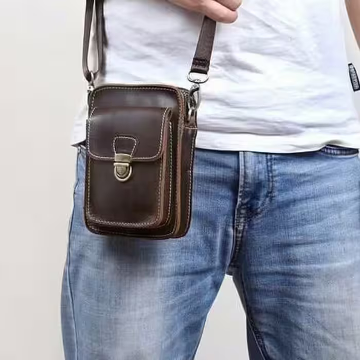 کیف دوشی چرم طبیعی دست دوز کد6578