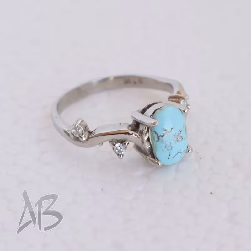 انگشتر نقره زنانه  فیروزه نیشابور سنگ اصل و معدنی  کد 515 آقابزرگ