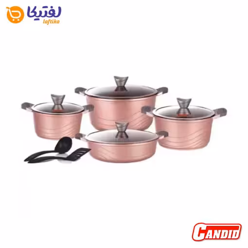 سرویس قابلمه کاندید گرانیتی 10 پارچه مدل اوشن رنگ رزگلد