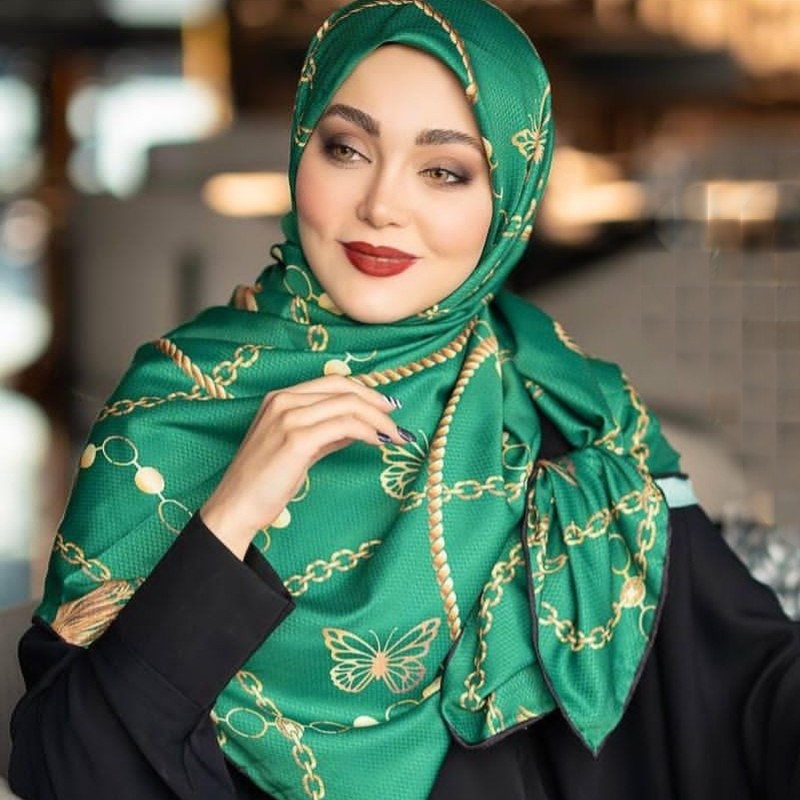 روسری زنجیری سبز سوپرنخ (کد082)
