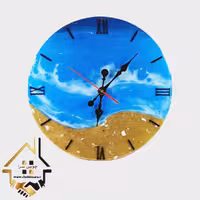 ساعت دیواری رزینی طرح دریا با موتور آرامگرد بی صدا (قطر 40)