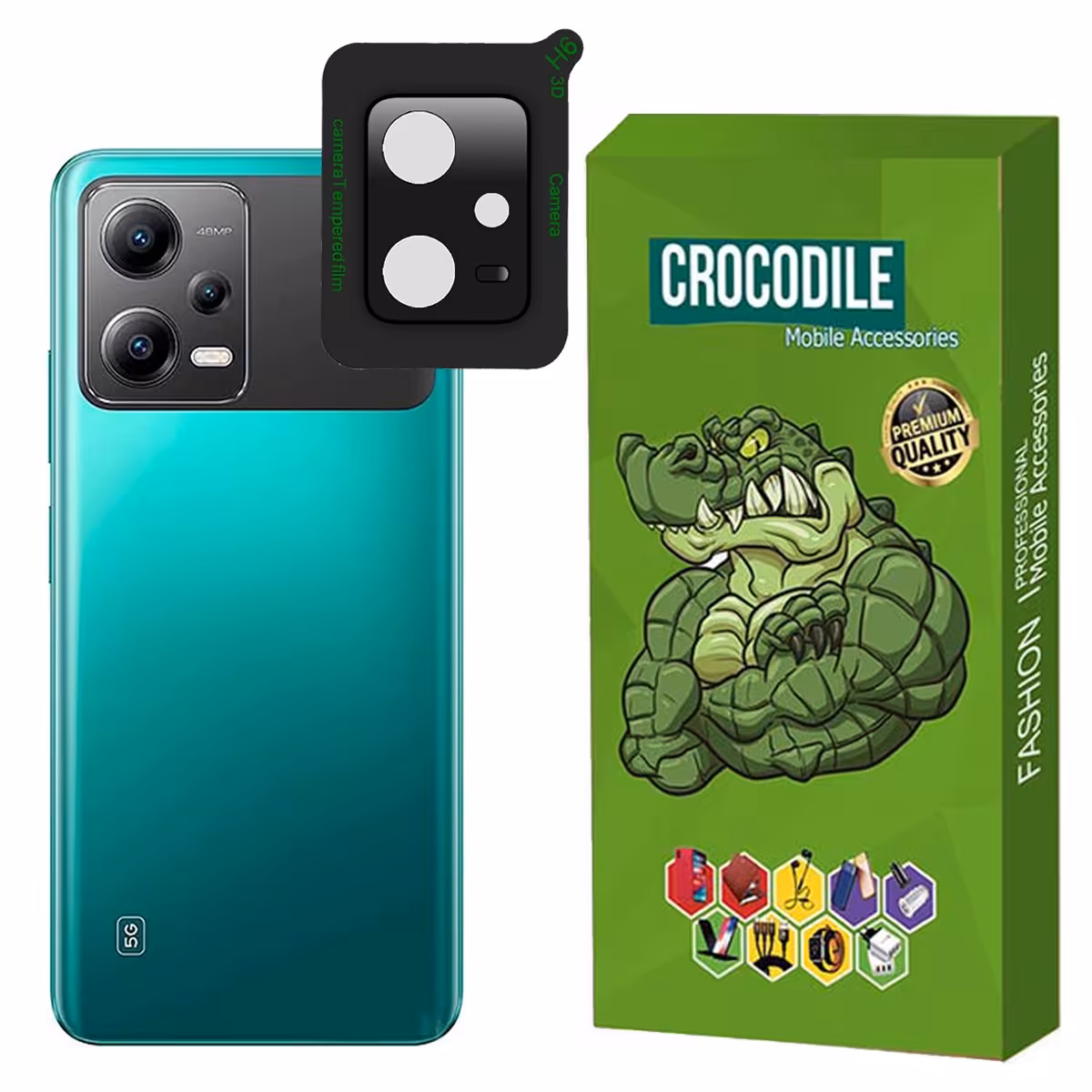 محافظ لنز دوربین کروکودیل مدل C-3D مناسب برای گوشی  شیائومی Poco X5