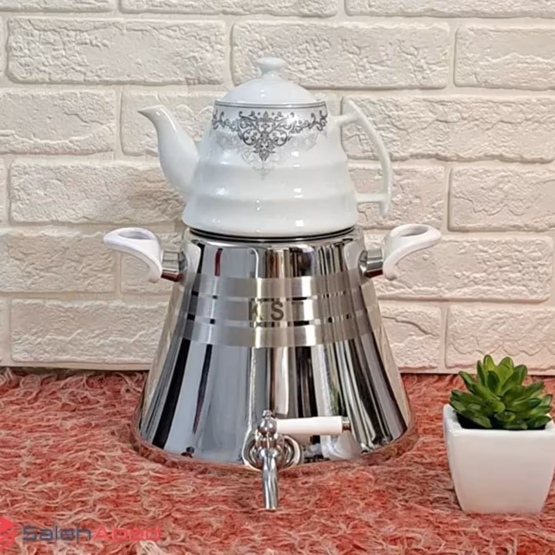 کتری قوری شیردار kst کی اس تی 5 لیتر استیل کف چدن 