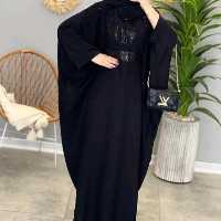 پانچو زنانه کرپ مدل الیزه عبای ریسه پولکی