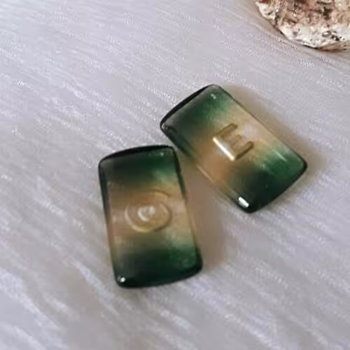 جفت تورمالین هندوانه ای حکاکی شده سنتاتیک