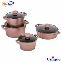 سرویس قابلمه گرانیتی 8 پارچه یونیک مدل دیاموند رزگلد UN-8505