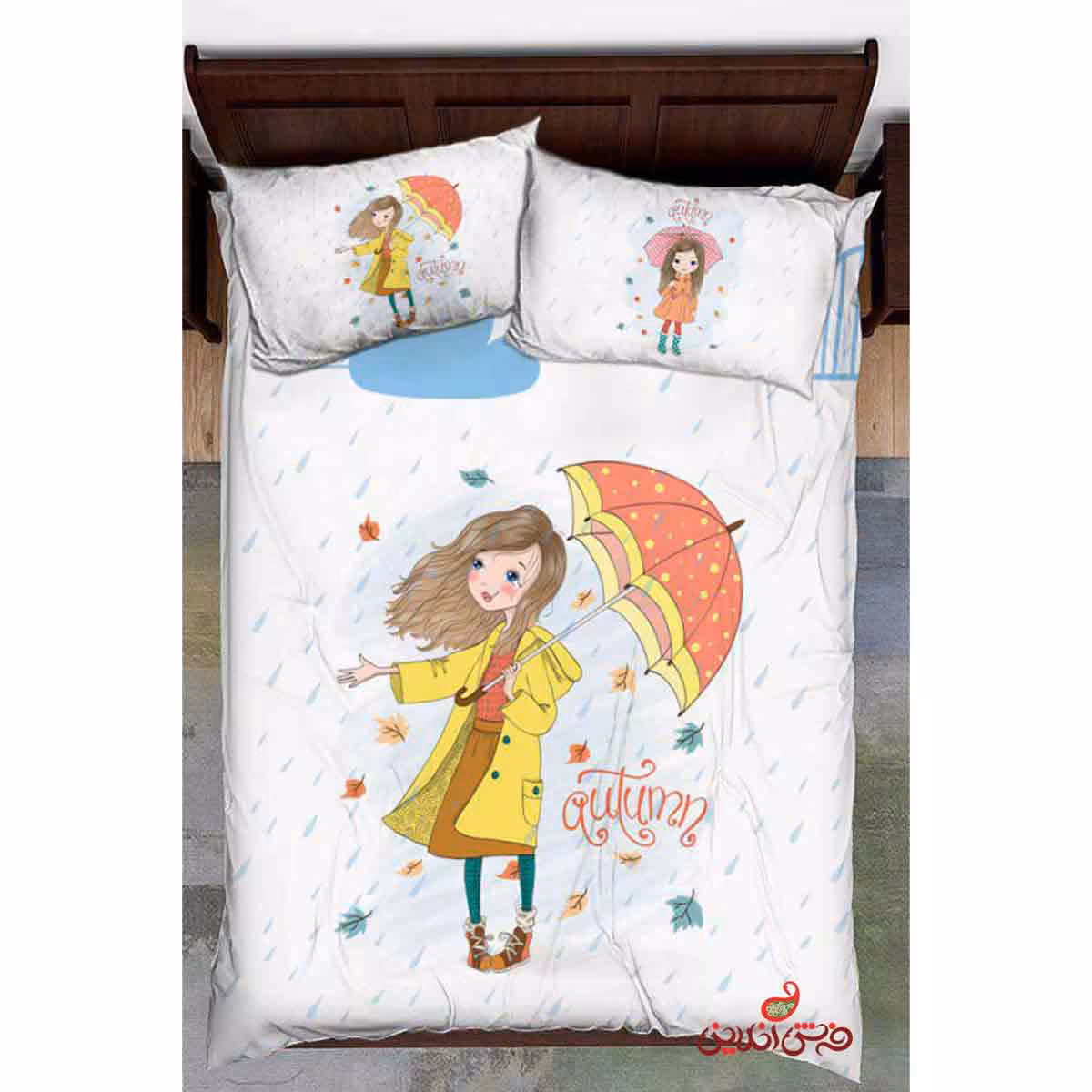 روتختی کودک طرح پاییز و دختر چتر دار کد 2707