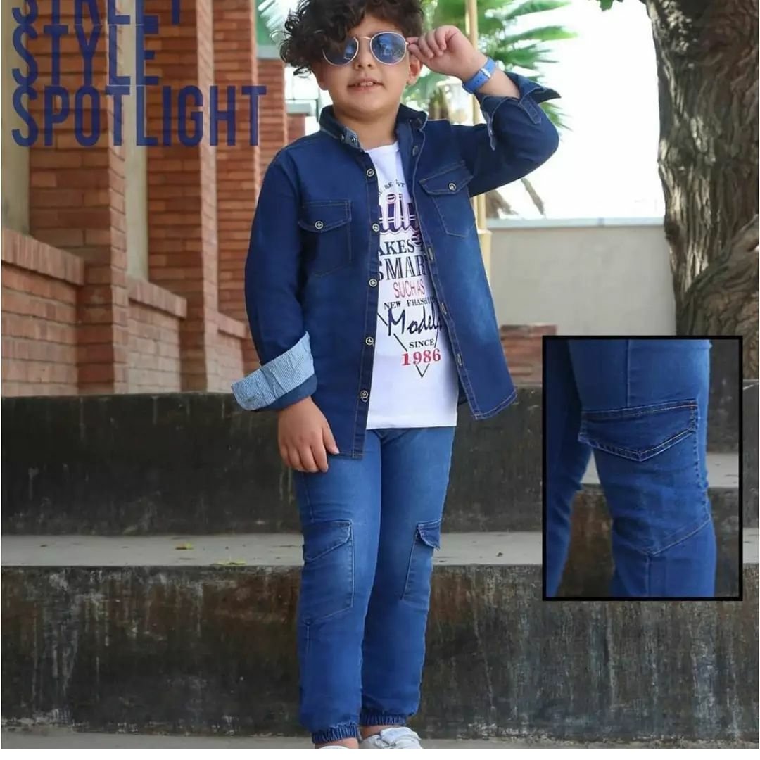 ست بلوز و شلوار لی وتیشرت جذابمون