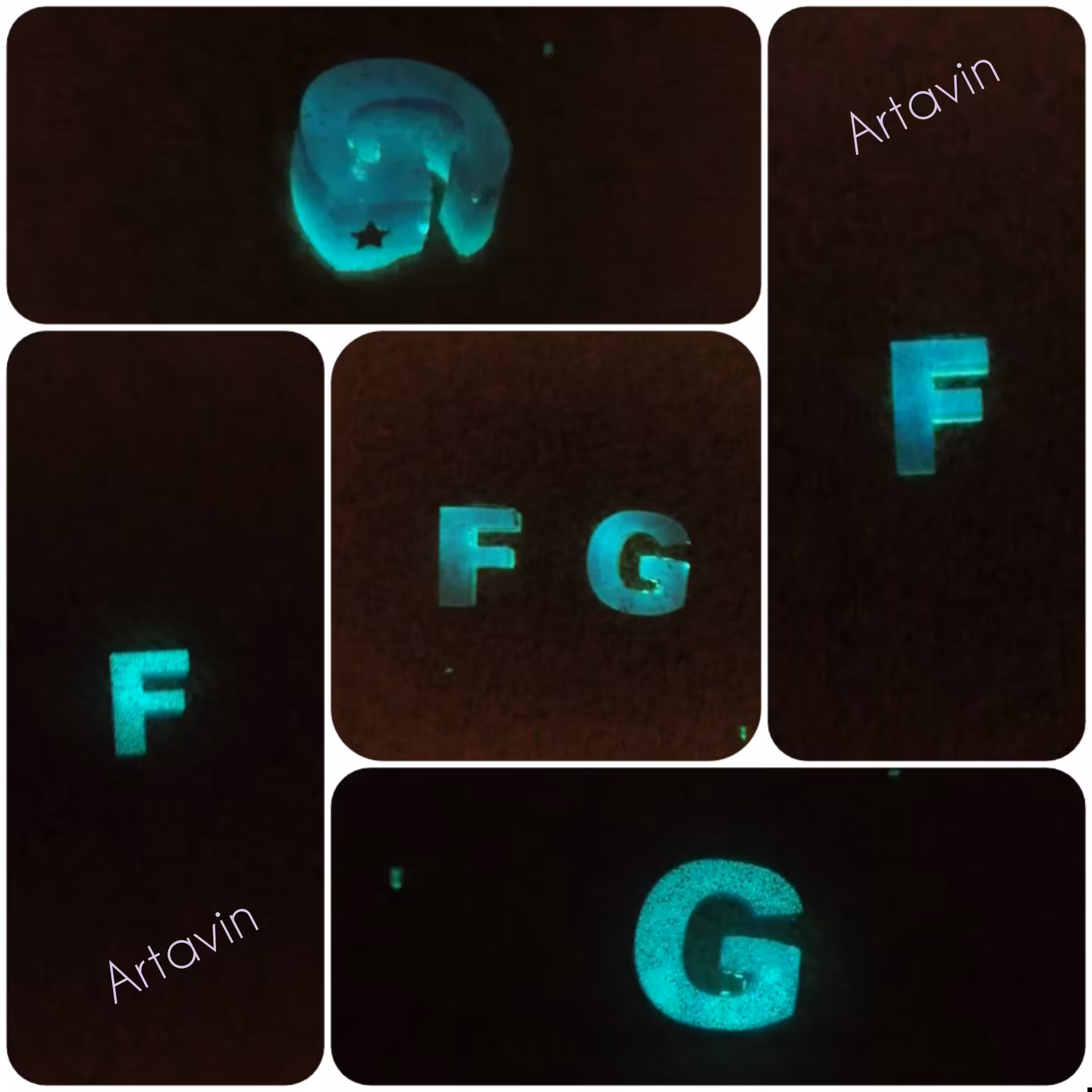 حروف انگلیسی شبتاب رزینی، سایز کوچک، قابل سفارش برای تمام حروف