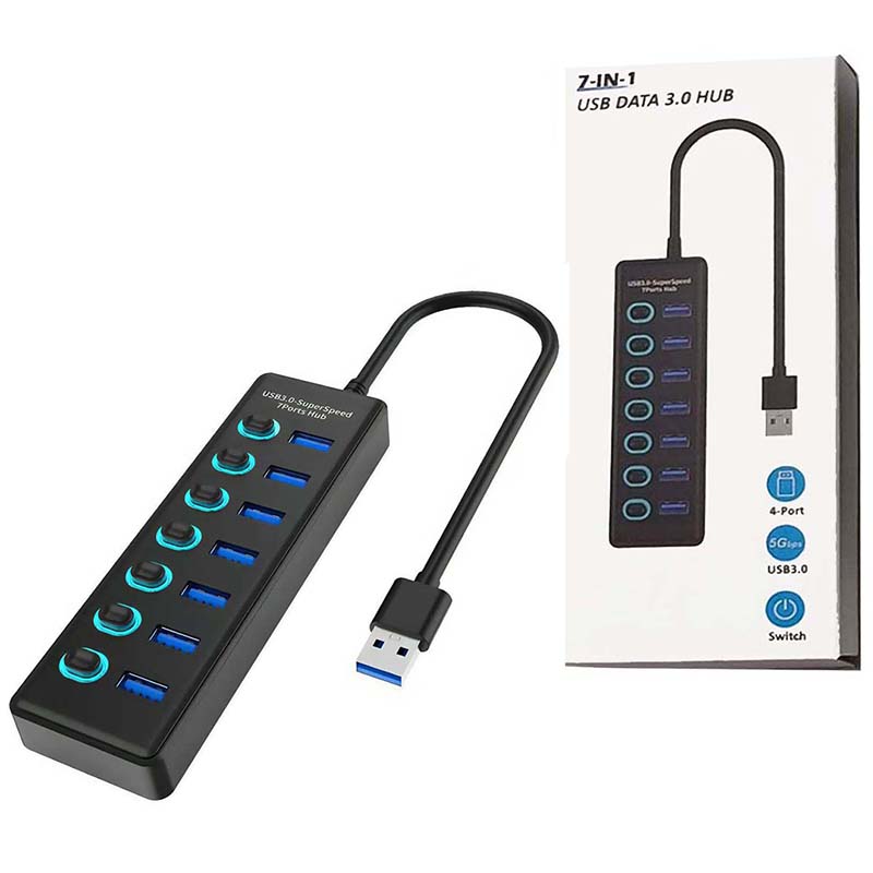 هاب 7 پورت USB30 آداپتور خور کلید دار 7IN1