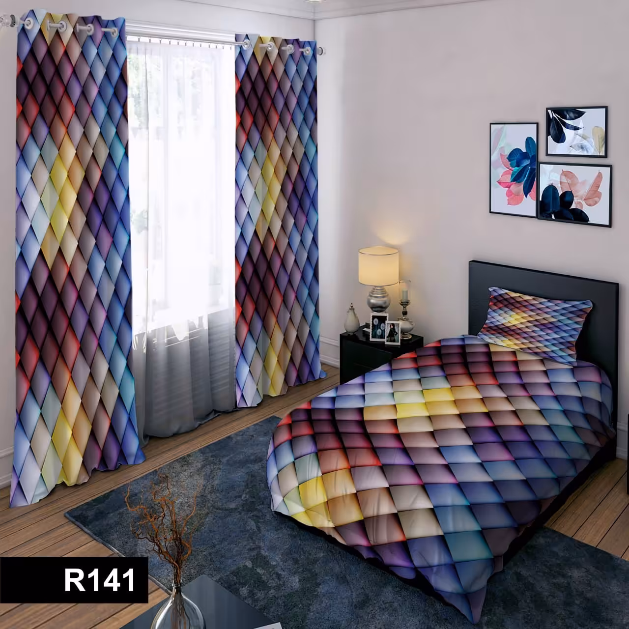 رو تختی یک نفره سه بعدی طرح کندو