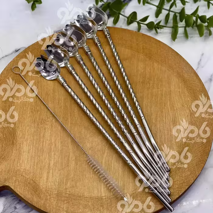 نی قاشقی استیل وارداتی طرح لاله