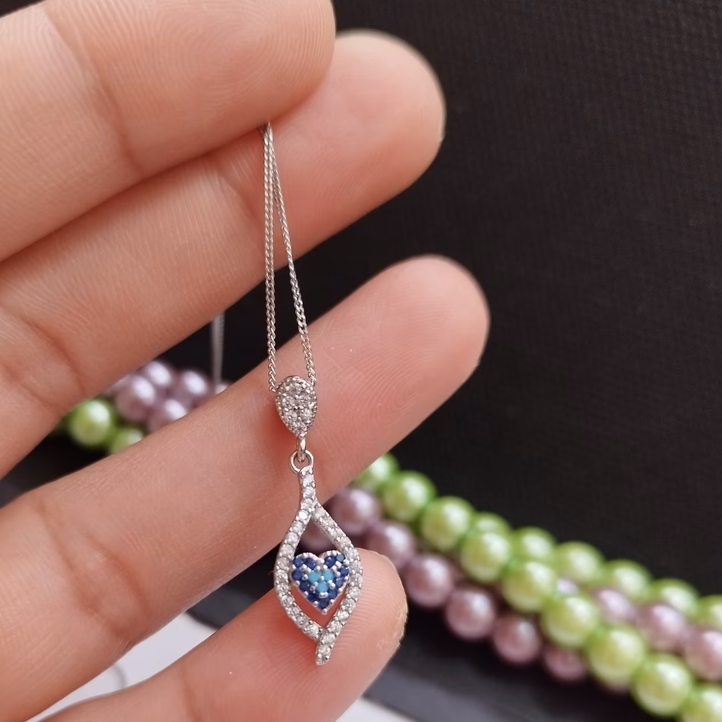 گردنبند نقره زنانه چشم نظر عیار925باروکش طلاسفید 