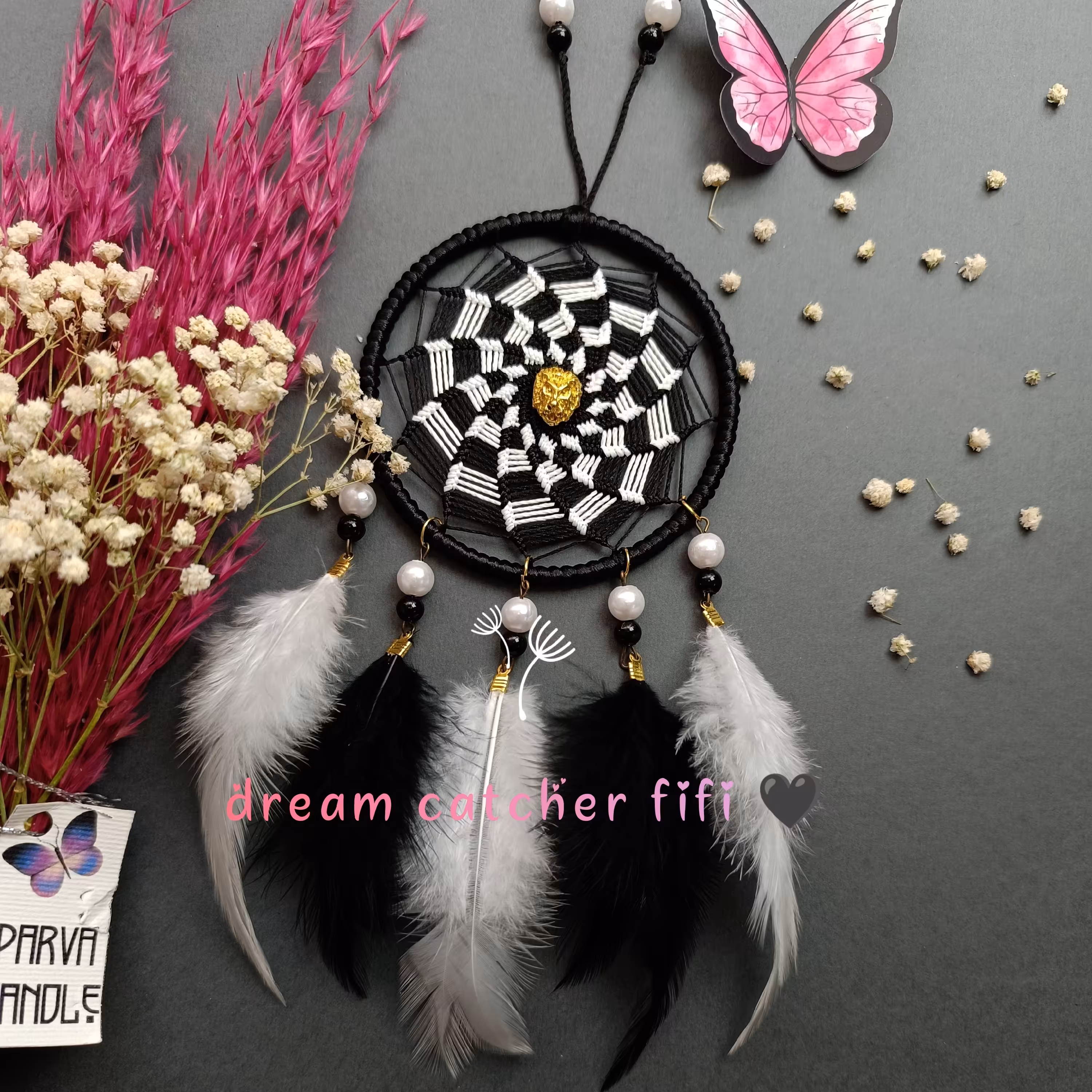  دریم کچر  اویز ماشین طرح شیر سفید مشکی