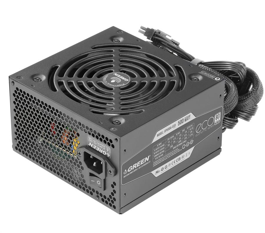 منبع تغذیه کامپیوتر گرین مدل GP500A-ECO Rev3.1 80 Plus توان 500 وات