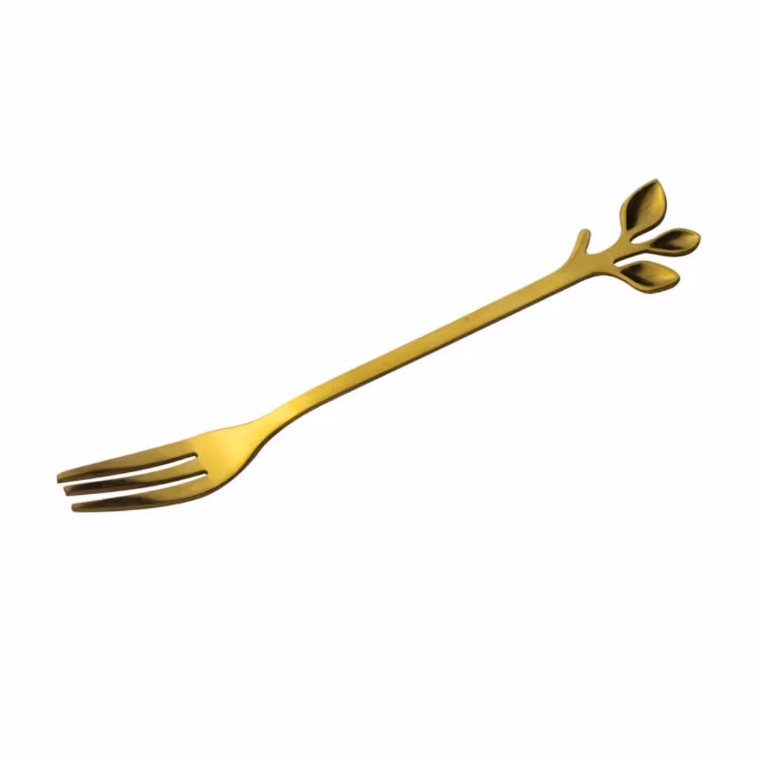 چنگال طرح برگ 6 عدد استیل ضدزنگ رنگ طلایی نقره ای و رزگلد