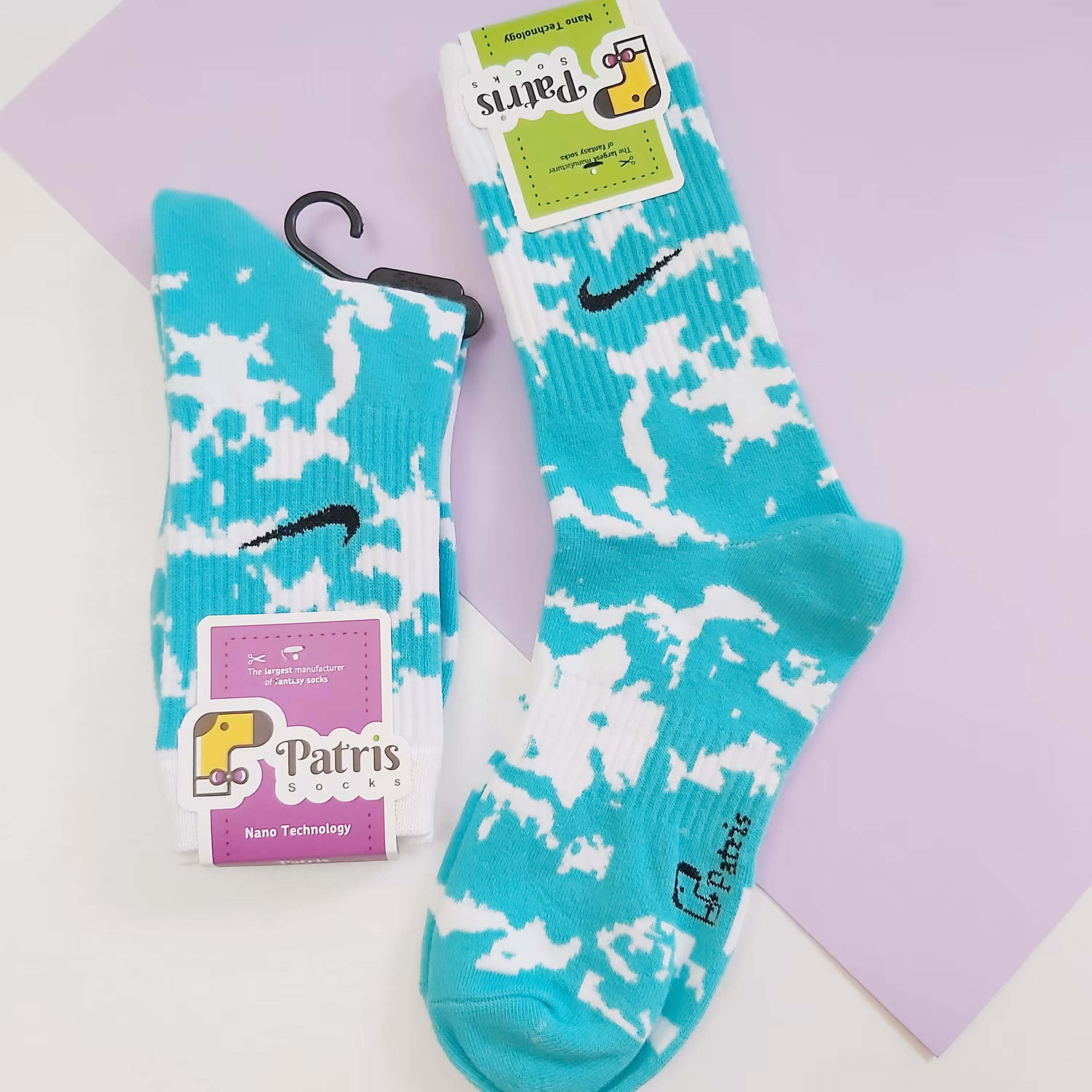 جوراب ساقدار نخ پنبه از برند پاتریس طرح آبرنگی