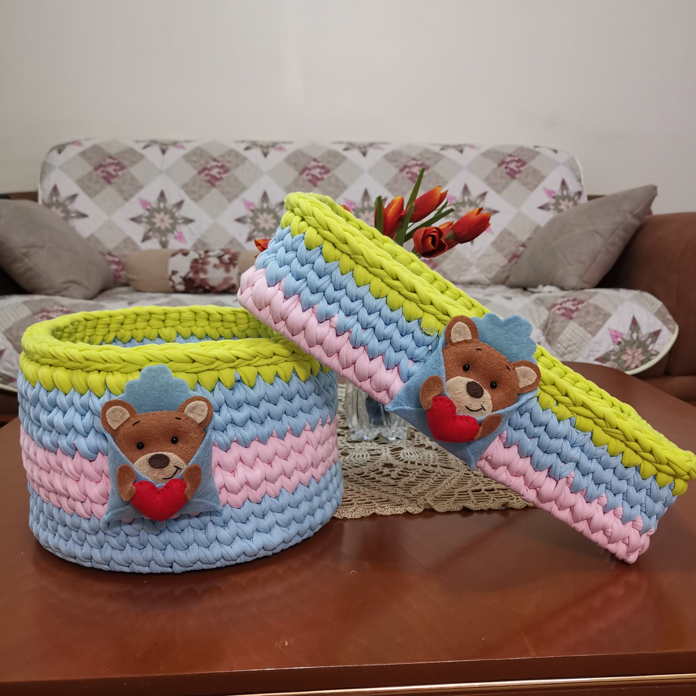 سبد نظم دهنده تریکو دست باف وسایل کودک 