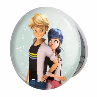 آینه جیبی خندالو طرح دختر کفشدوزکی و پسر گربه ای مدل تاشو کد 3510