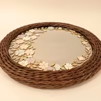 آینه ویترای طرح بهار با قاب سبدبافی بسیار زیبا