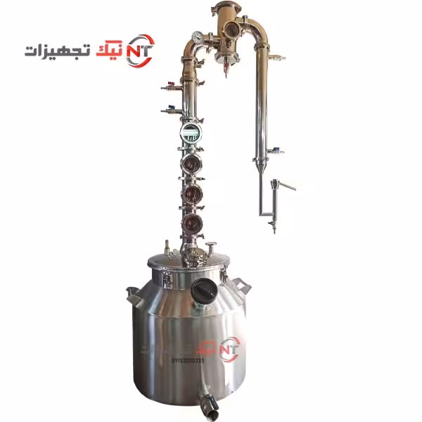 دستگاه عرق گیر پیشرفته E60 دارای برج رفلاکس و جین بسکت - فروشگاه اینترنتی نیک تجهیزات