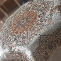 رومیزی مربعی ترمه طرح افشار رنگ پرتغالی