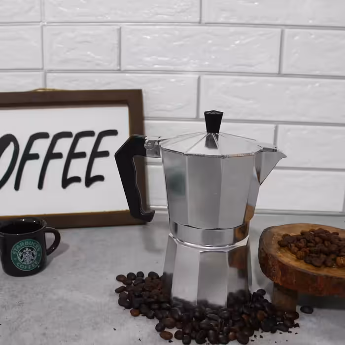 قهوه جوش و اسپرسو ساز دستی 3 کاپ رنگ استیل