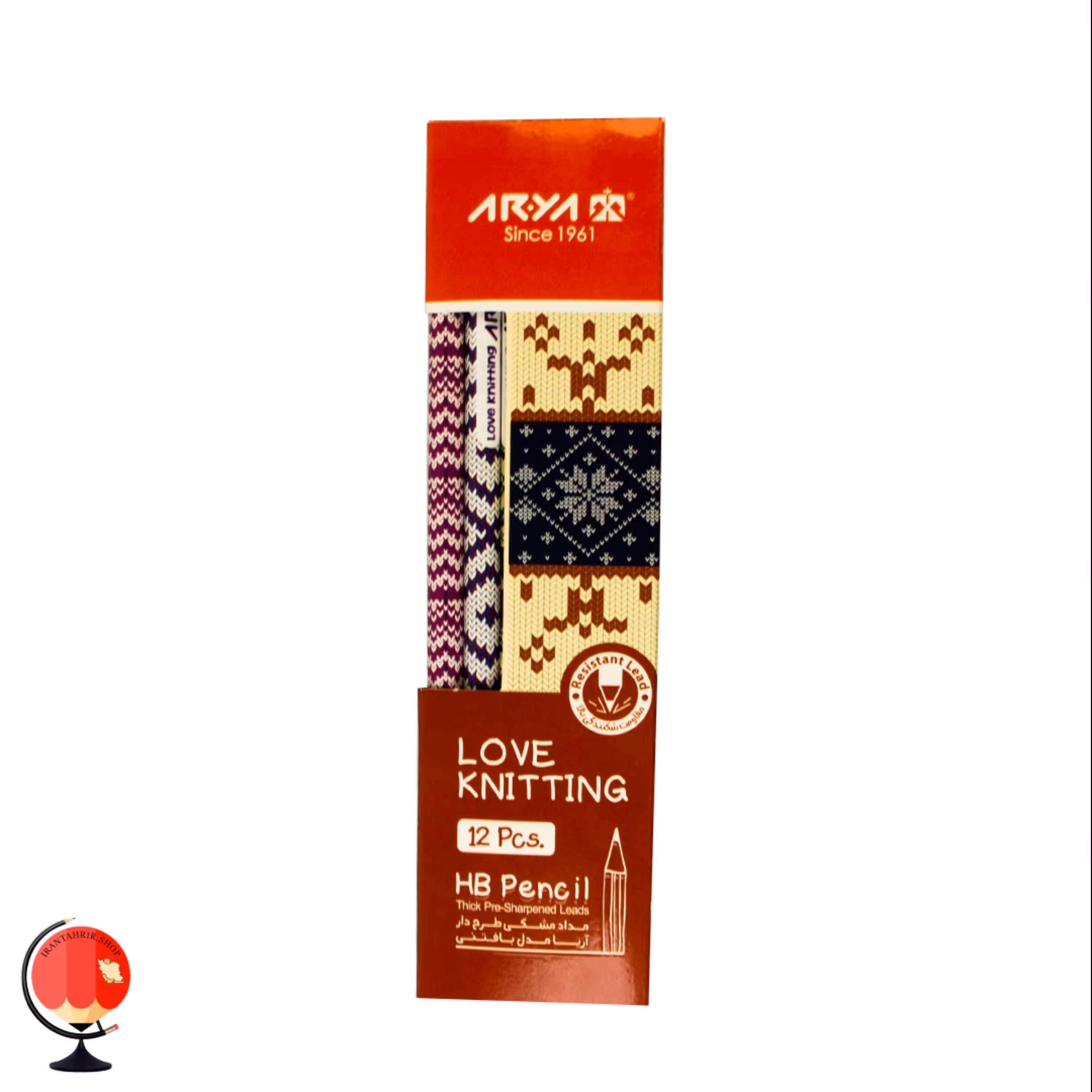 مداد مشکی اریا HB بسته 12 عددی طرح بافتنی کد 1268