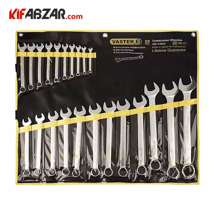 ست آچار یکسر تخت یکسر رینگی 22عددی واستر مدل PCS22