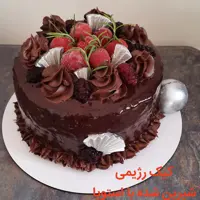 کیک تولد بدون خامه شیرین شده با استویا همراه با کرم چیز کم کالری( هزینه ارسال به صورت پس کرایه و به عهده مشتری است