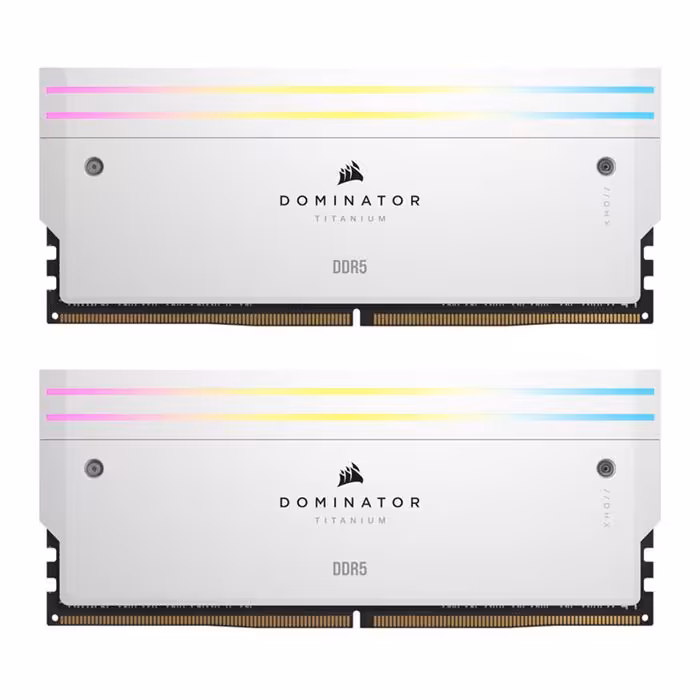 رم دسکتاپ کورسیر سفید مدل Dominator Titanium RGB DDR5 دو کاناله 7000 مگاهرتز ظرفیت 32 گیگابایت CL34