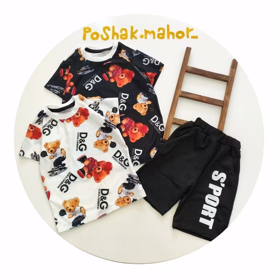 تیشرت و شلوارک پسرانه سایز40تا50 طرح تدی