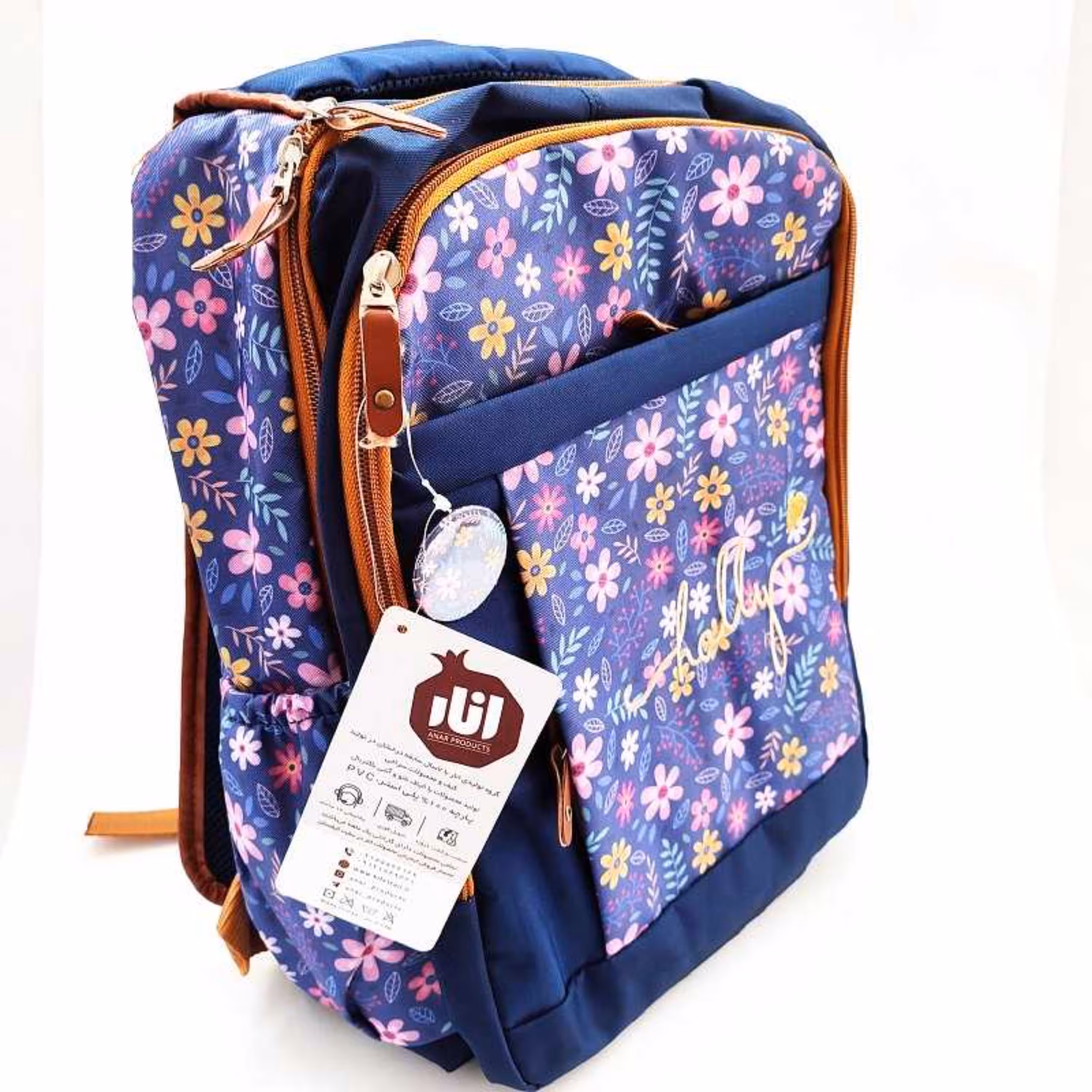 کیف و کوله مدرسه پیکسل دار گلدار سایز 2