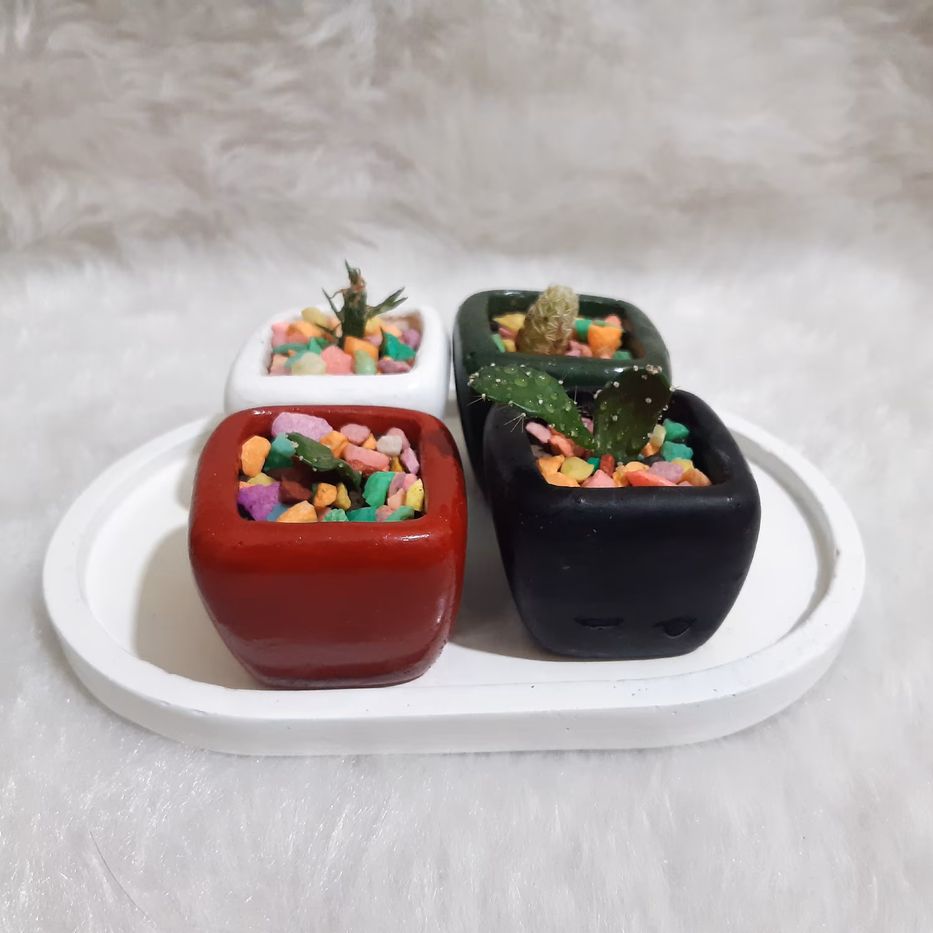 مینی ست گلدان و سینی سنگی