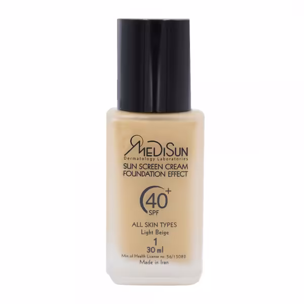 ضد آفتاب کرم پودری رنگی شیشه‌ای بژ روشن SPF40 مدیسان(انواع پوست)