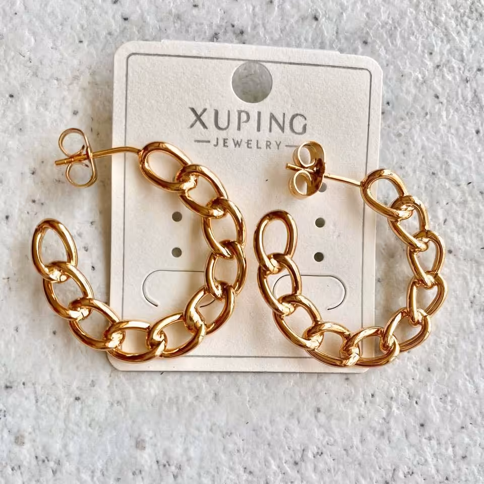 گوشواره ژوپینگ حلقه ای نیم بند طرح زنجیر کابلی