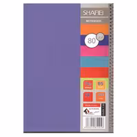 دفتر مشق 80 برگ سیمی  طلقی  تک فنر شفیعی کد 136 (بنفش)