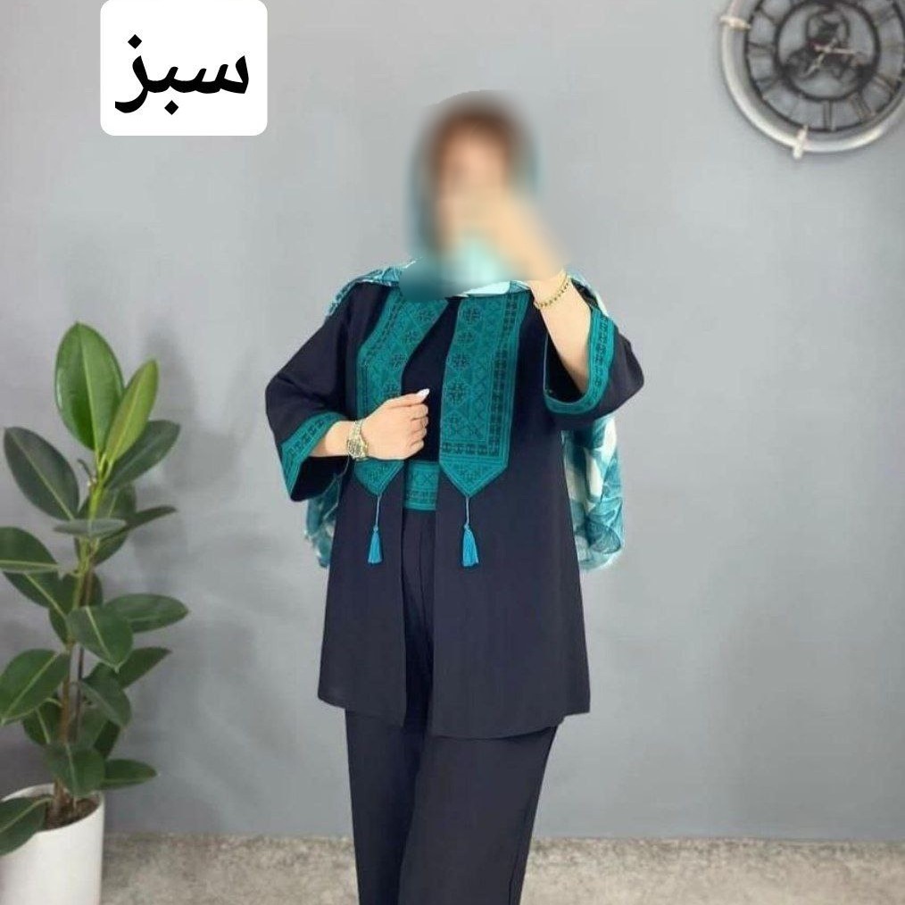 مانتو شلوار ست دوتیکه سنتی ست پریچهر ابروبادی درجه یک قدکت 80 قدشلوار100 فری سایز38تا46