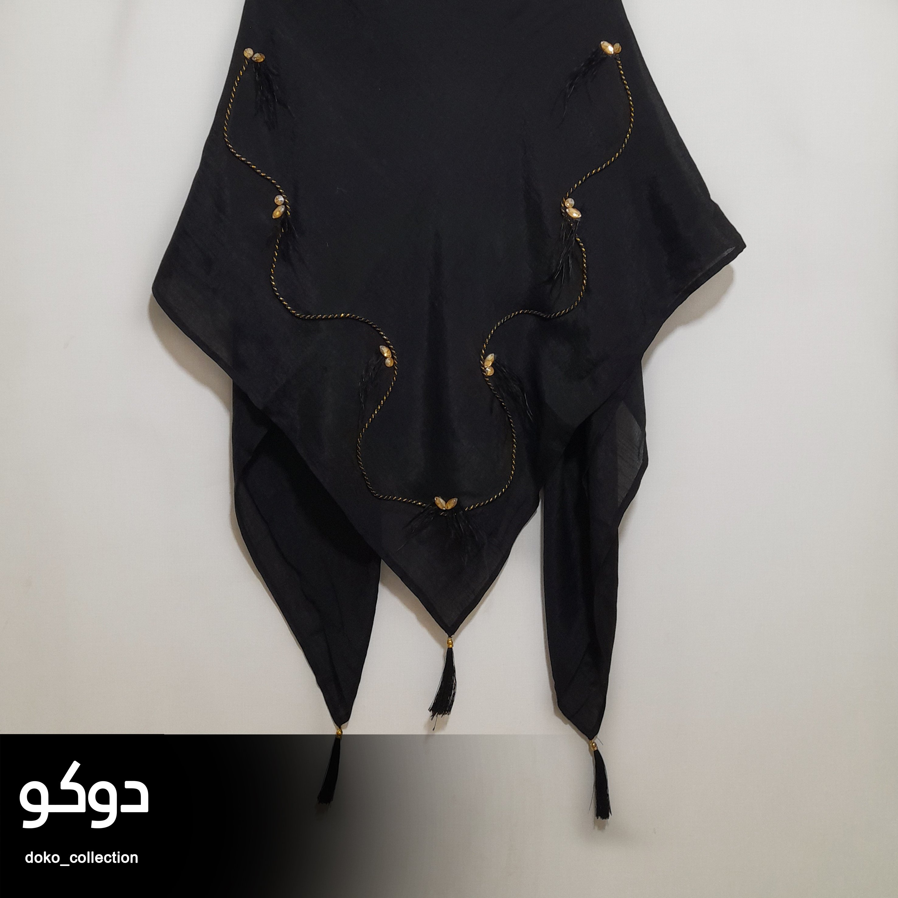 روسری مشکی مجلسی مزون دوز مدل پر