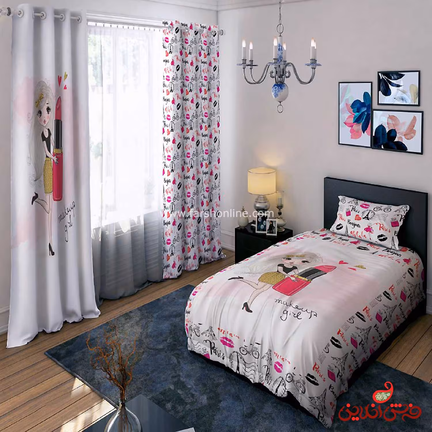 روتختی  طرح دختر و رژ لب makeup girl کد 15235