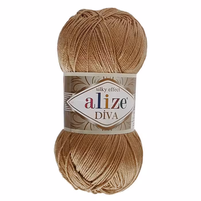 کاموا آلیز دیوا کرم شکلاتی (بسته 5 عددی - 5 کلافی)(alize DIVA) (کاموا کتان ترک نازک مخصوص قلاب بافی)(100 گرمی - 350 متر)