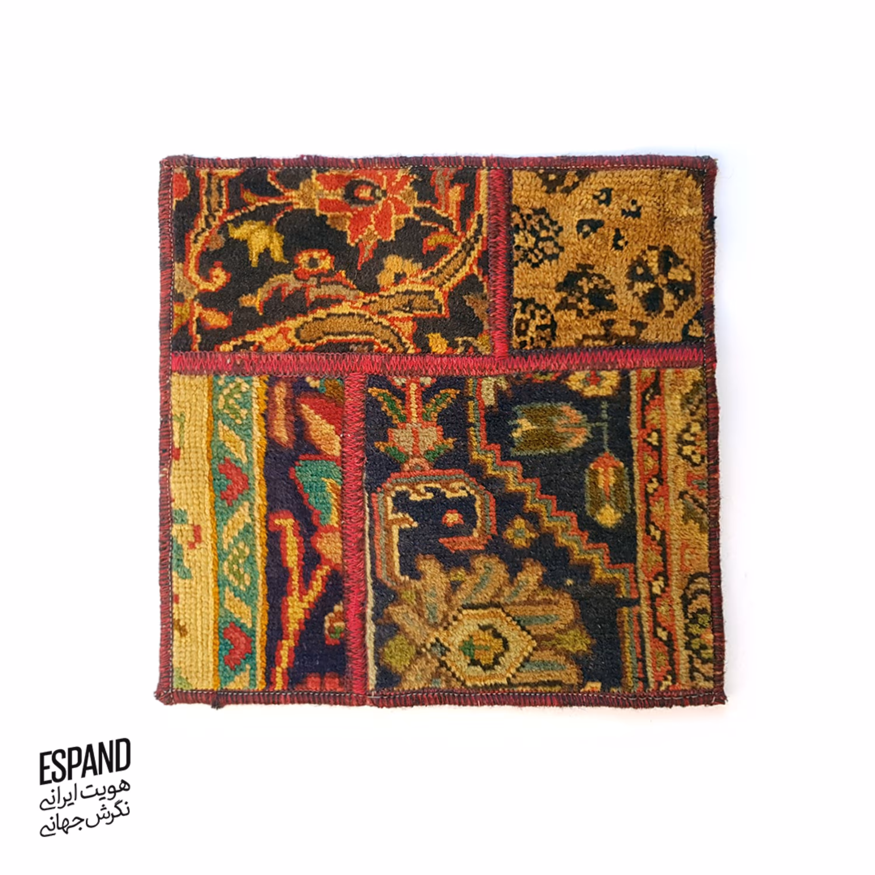 کوسن 40/40 تکه دوزی قالی دستباف 13