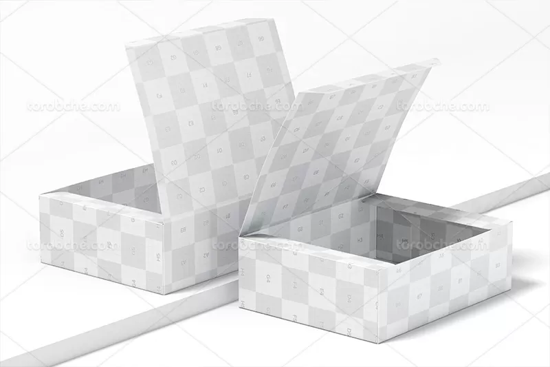 موکاپ لایه باز جعبه مکعبی در دار | گرافیک با طعم تربچه