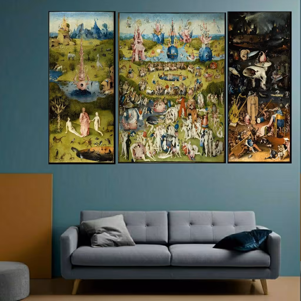 تابلو بوم 3 تکه طرح آنتیک هیرونیموس 