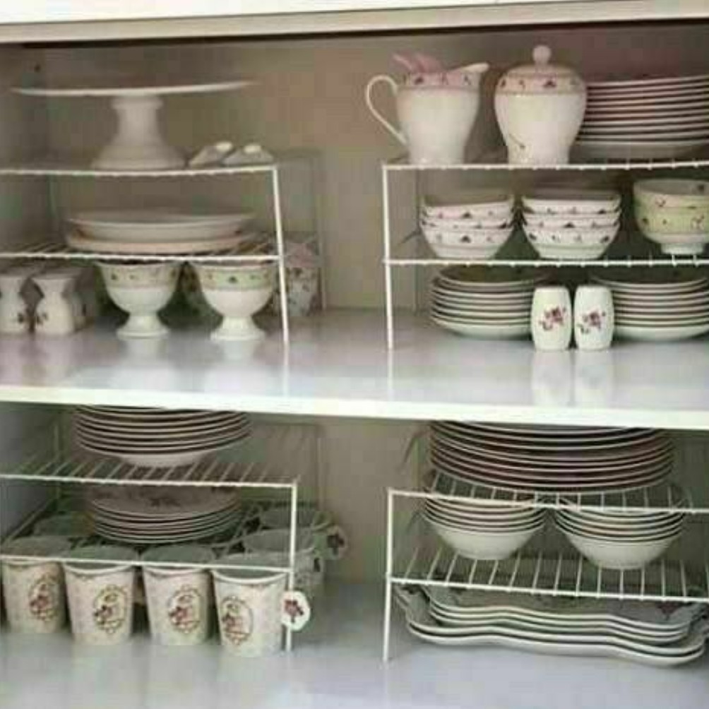 راف و نظم دهنده ی داخل کابینت دو طبقه ی سبک به رنگ سفید