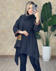 مانتو اسپرت زنانه نخی مدل مچ هندی کمرکش
