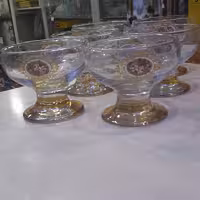 بستنی خوری گلدار 6 تایی ایرانی بلور کاوه پایه کوتا مخصوص پذیرایی 