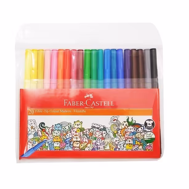 ماژیک رنگ آمیزی فابر کاستل مدل fibre tip کد 119218 بسته 20 عددی