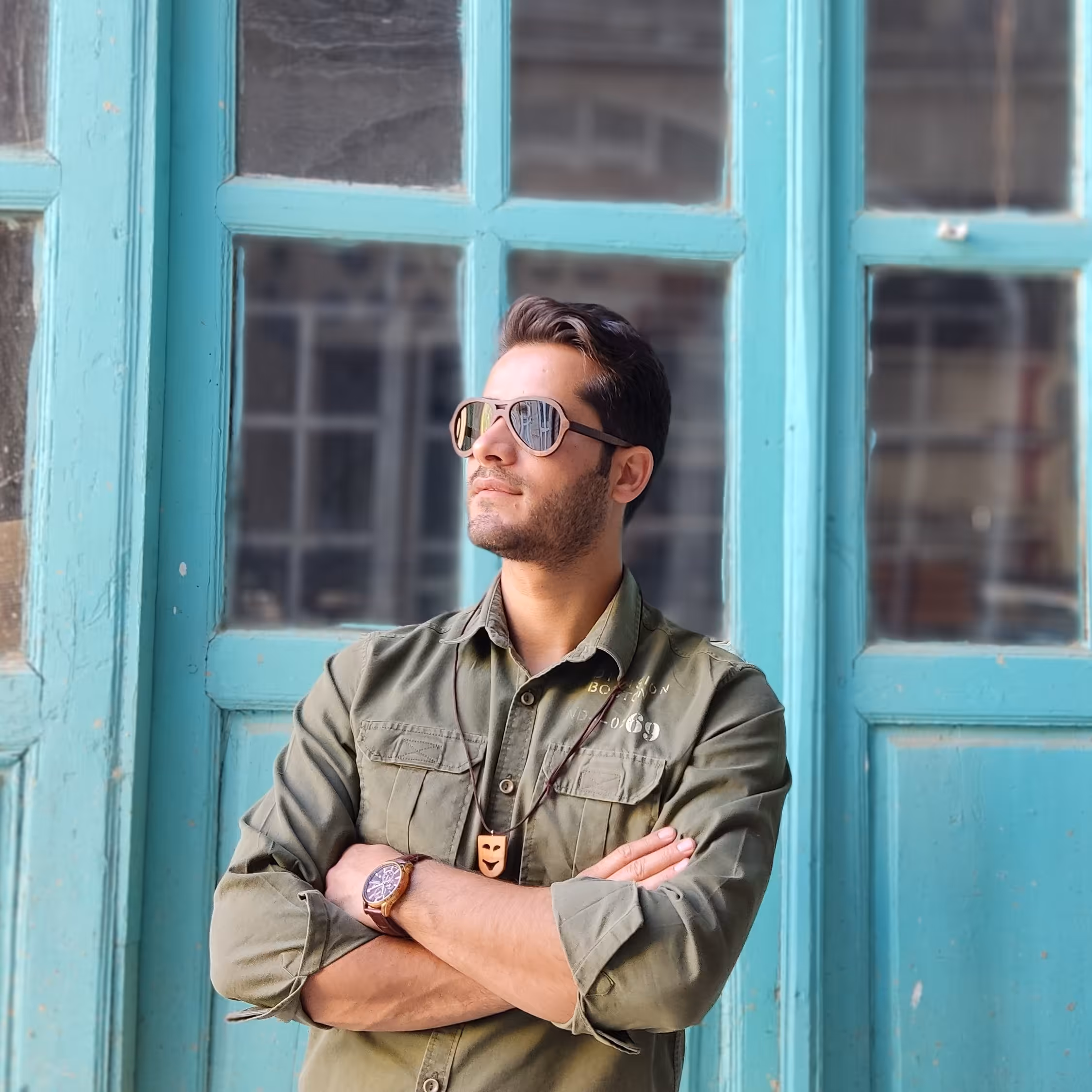 عینک چوبی دستساز مدل خلبانی