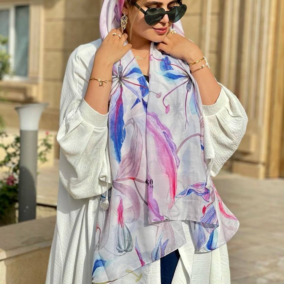 شال زنانه نخی تابستانی طرحدار با رنگ زیبا ارسال رایگان کد r403